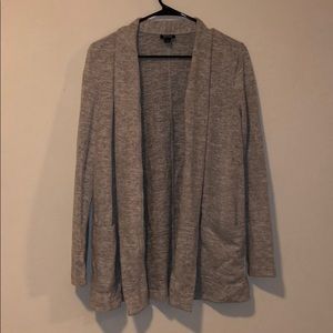 gray cardigan